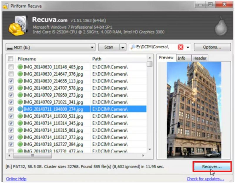 Click Recover To Save