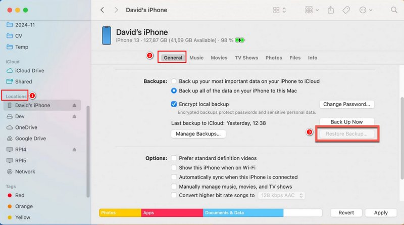 Recuperar vídeos eliminados en el Finder