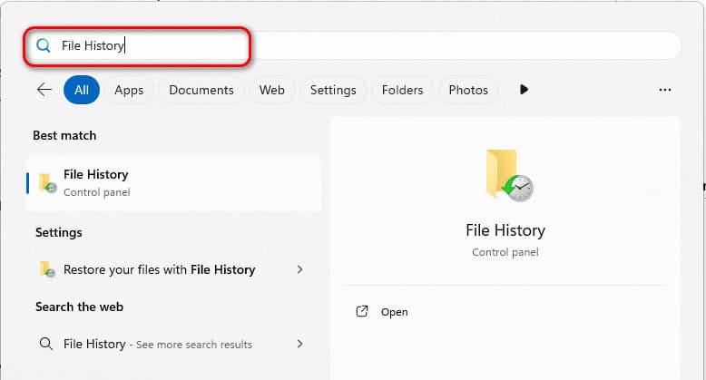 Búsqueda en el historial de archivos
