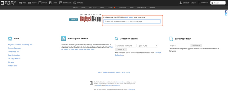 Utilice Internet Archive Wayback Machine