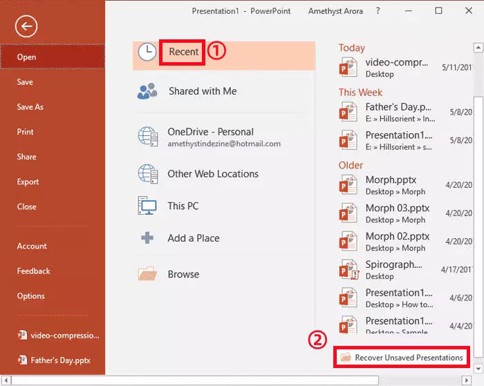 Recuperación de PowerPoint