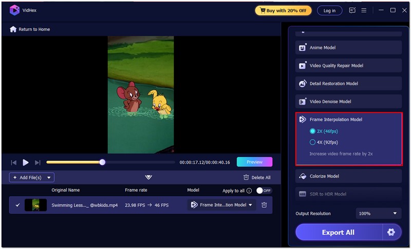 Interpolación de fotogramas de impacto
