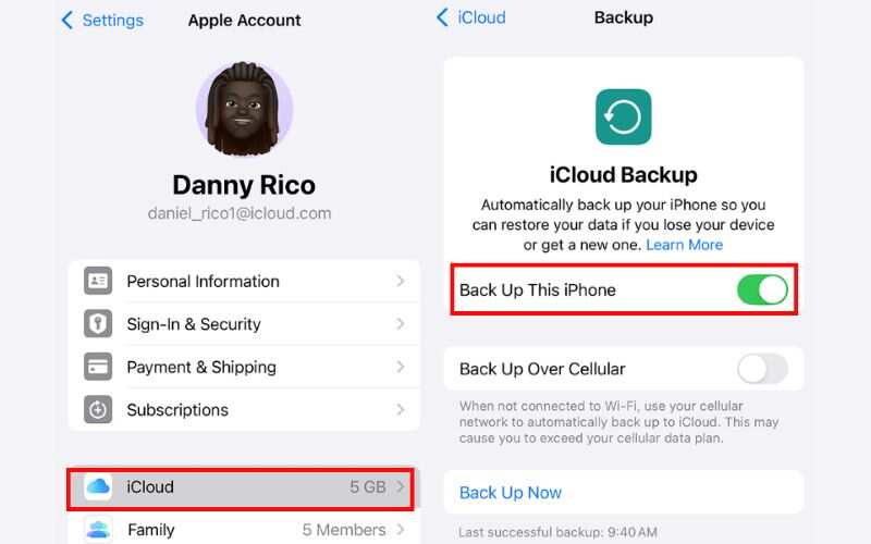 Hacer una copia de seguridad de iCloud