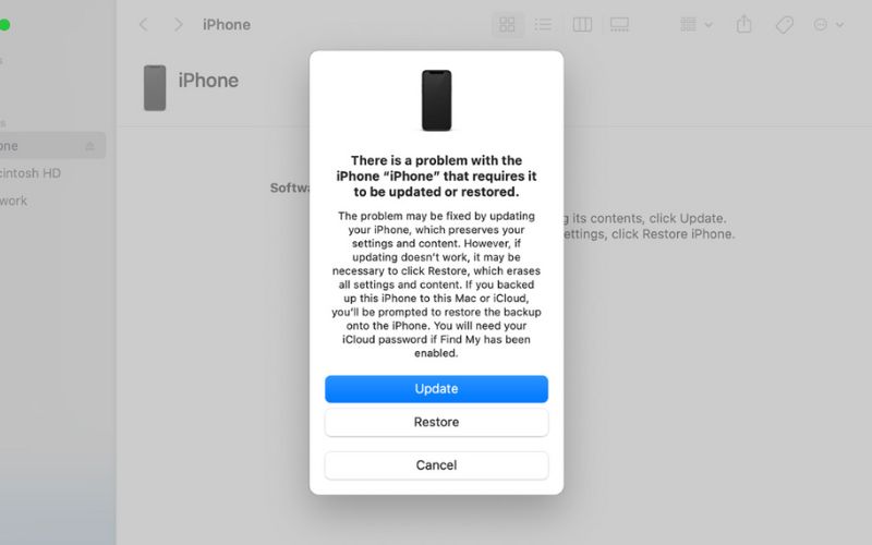 Utilice el Finder de iTunes para restaurar