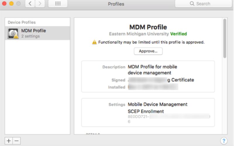 Eliminar perfil de MDM