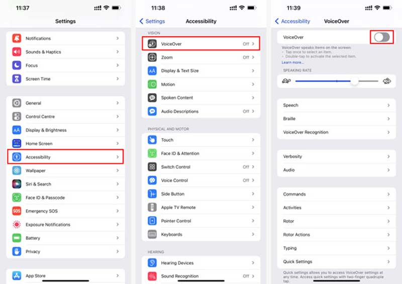 Eliminar VoiceOver en iPhone
