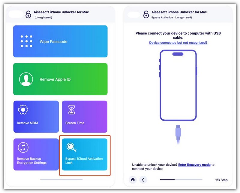 Seleccione Omitir bloqueo de activación de iCloud