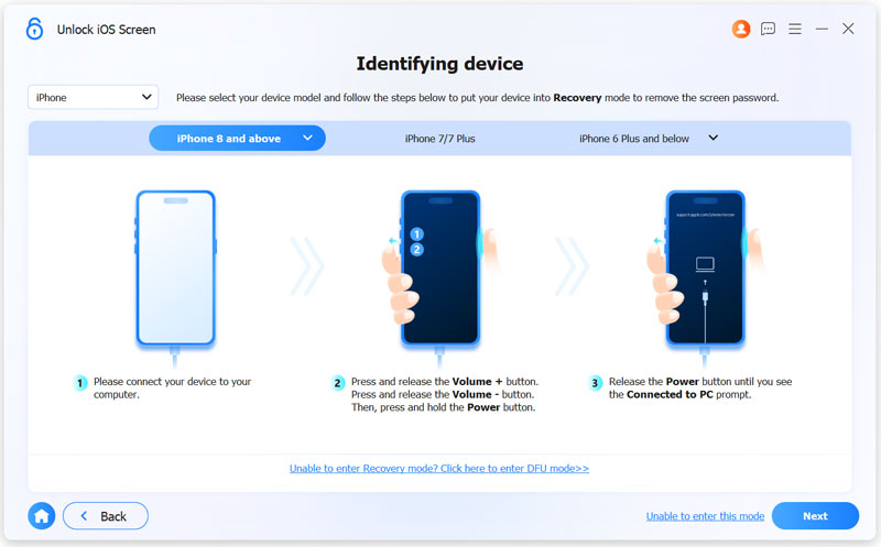 Desbloquear dispositivo iOS con identificación de pantalla