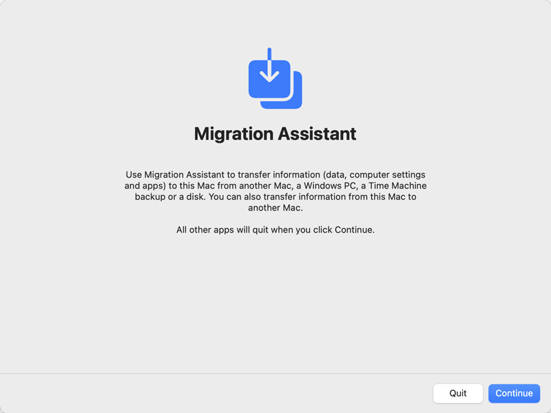 Abrir el Asistente de Migración en Mac