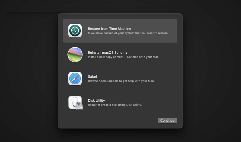 Restaurar Mac desde la copia de seguridad de Time Machine