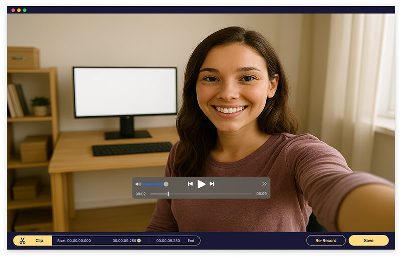 Vista previa de la edición de la grabación de la cámara web MAC