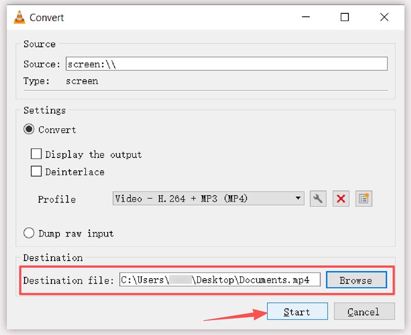Grabar la pantalla de una computadora portátil con VLC