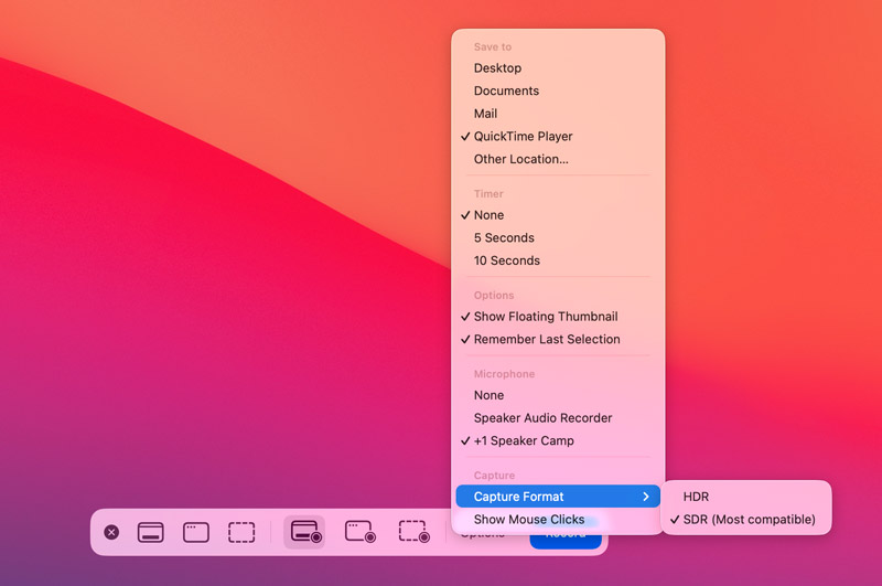 MAC Screen Recording Options