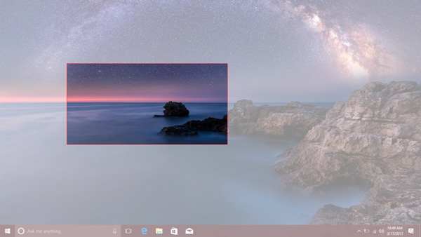 Captura de pantalla del área específica win10