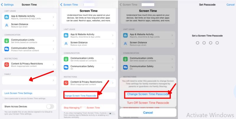 Toca Usar contraseña de Tiempo de pantalla