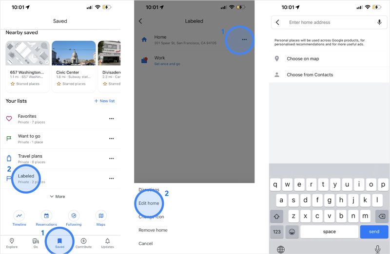 Editar casa en Google Maps en iPhone Android