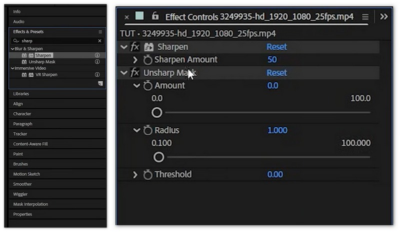 Mejorar la nitidez del vídeo en After Effects