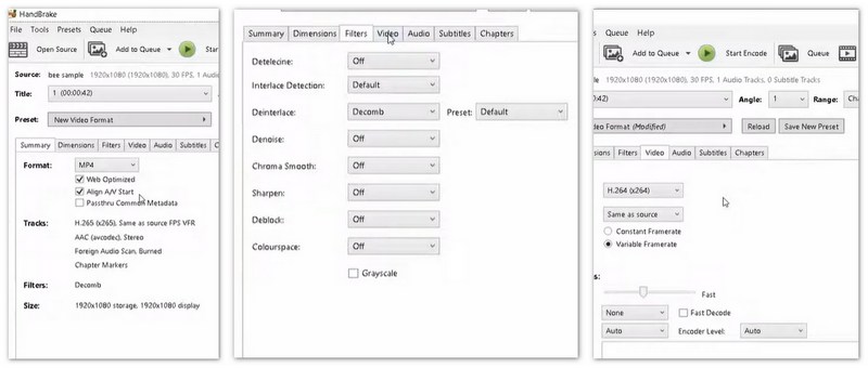 Mejorar la nitidez del vídeo en Handbrake