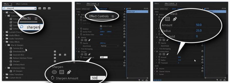 Mejorar la nitidez del vídeo en Premiere Pro
