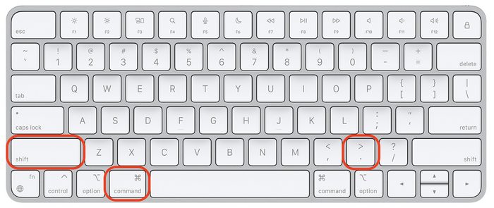Mostrar archivos hdden de Mac en el teclado