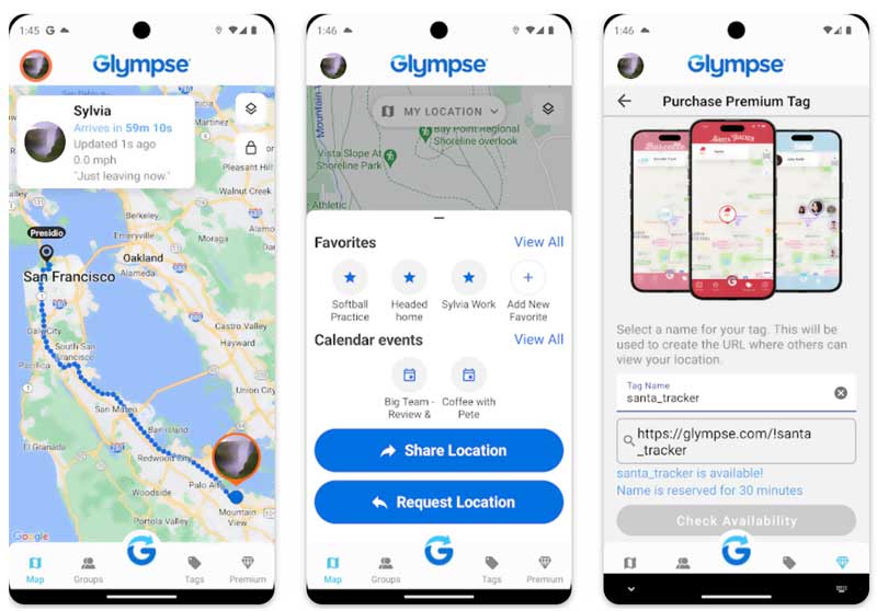 Localización del teléfono mediante Glympse