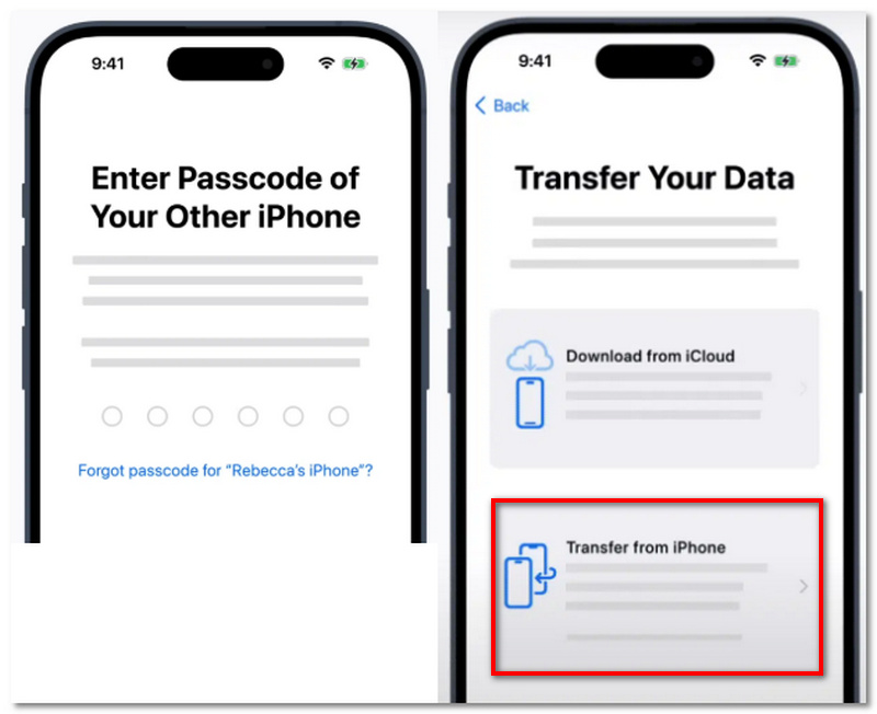 Seleccione Transferir desde iPhone