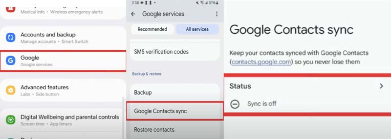 Transferir contactos de iPhone a Samsung a través de Google Drive