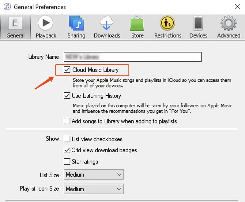 Habilitar la biblioteca de música de iCloud en iTunes para PC