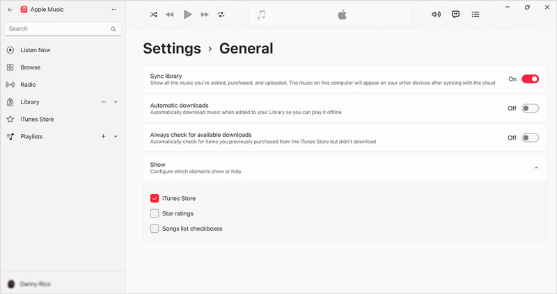Activar la sincronización de la biblioteca de Apple Music