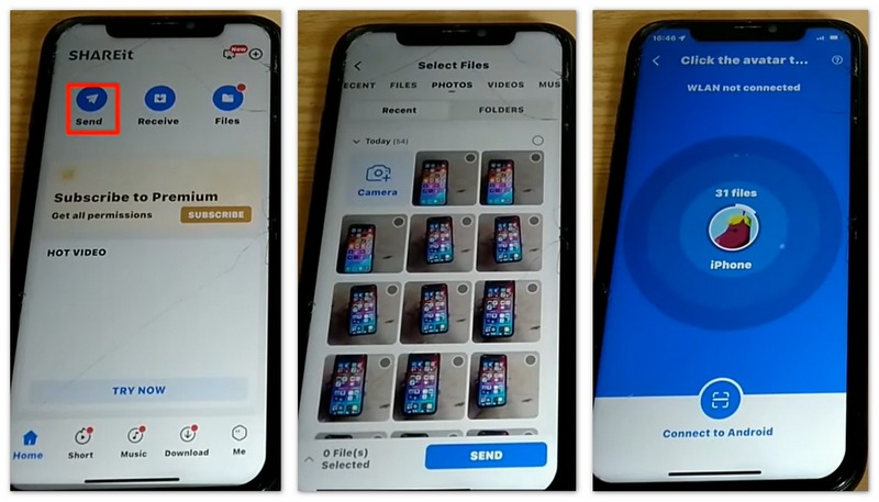 Transfiere vídeos de iPhone a Android mediante Shareit.