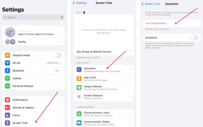 Desactivar el tiempo de inactividad en la configuración de Apple