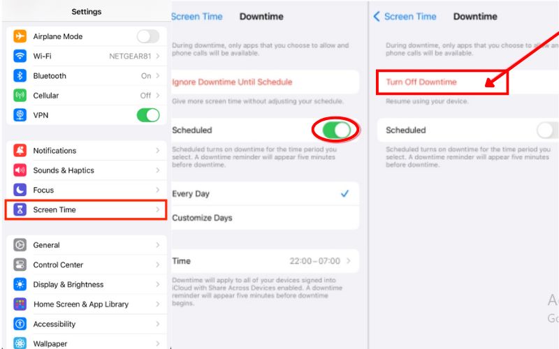 Desactivar el tiempo de inactividad del iPhone