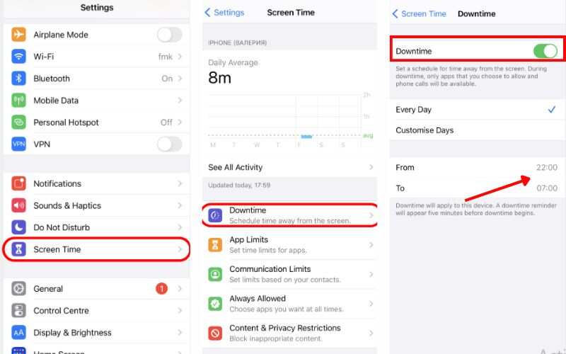 Activar el tiempo de inactividad