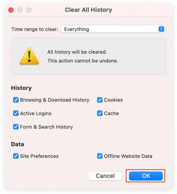 Borrar todo el historial Firefox