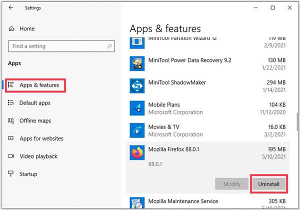 Cómo desinstalar Firefox Windows 10