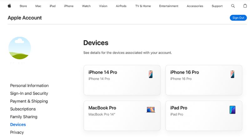 Seleccionar el dispositivo que se va a desvincular