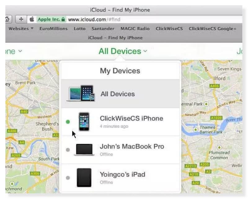 iCloud Todos los dispositivos Borrar iPhone