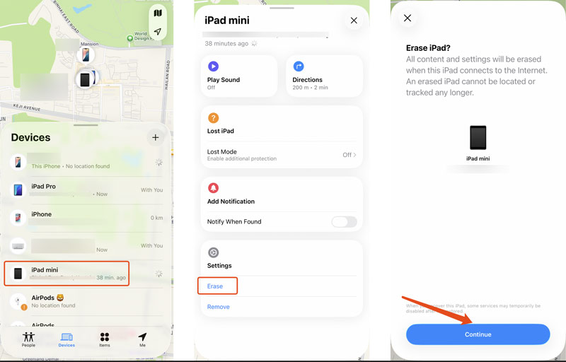 Borrar el iPad Mini con la aplicación Buscar