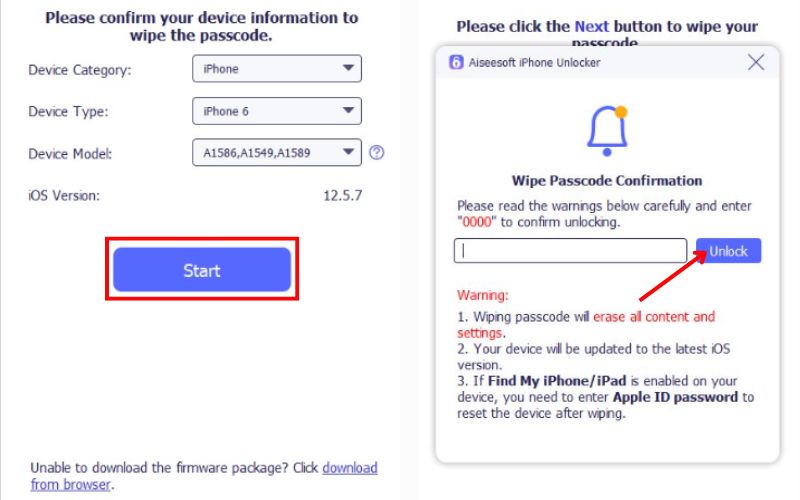 Haga clic en Desbloquear