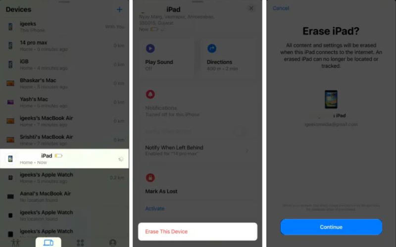 iPad deshabilitado usando la aplicación Buscar MI