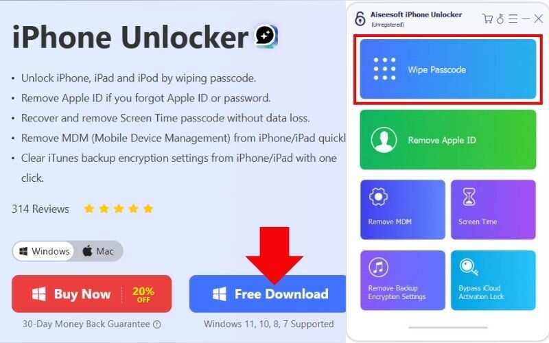 Seleccione Borrar código de acceso