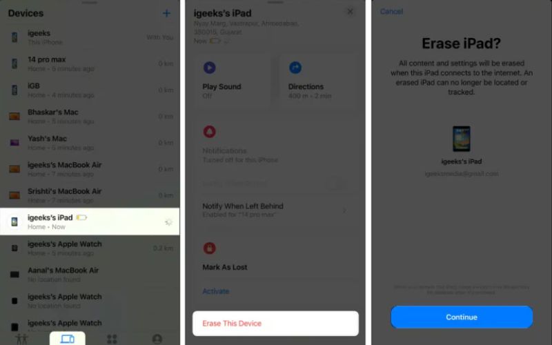 Borrar este dispositivo Buscar mi aplicación