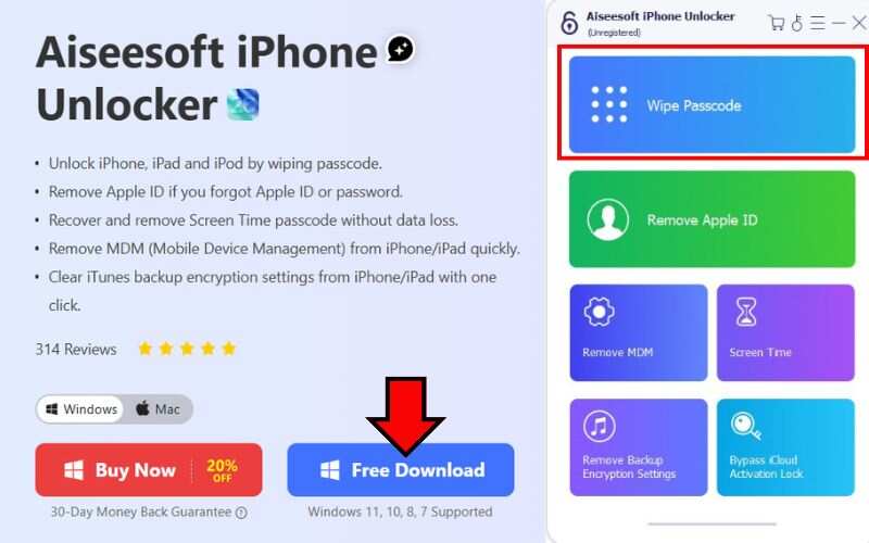 Seleccionar el modo Borrar código de acceso