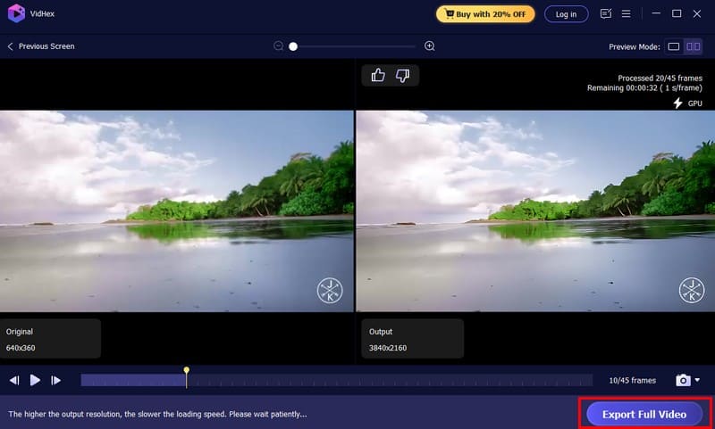 Exportar vídeo completo