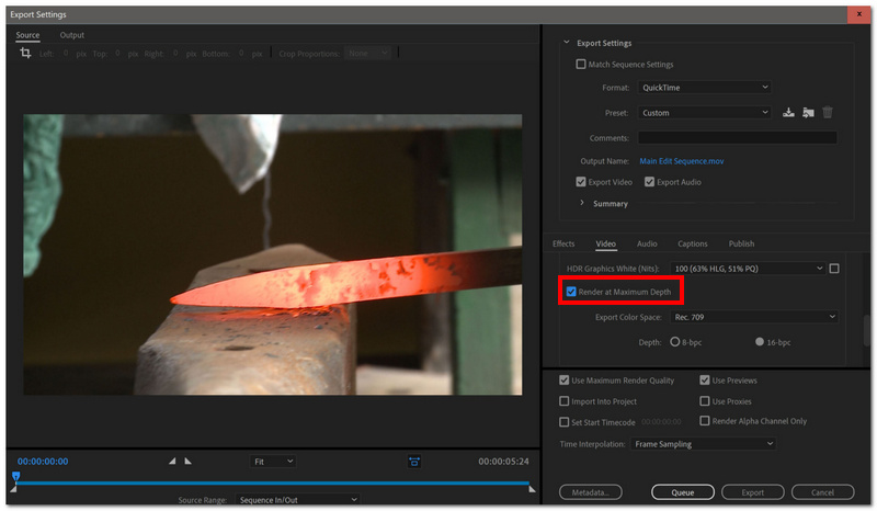 Comprobar renderizado a profundidad máxima
