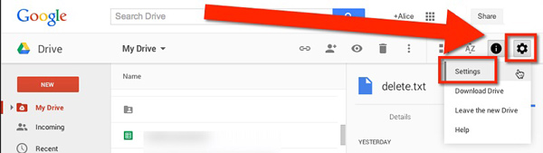 Configuraciones de Google Drive