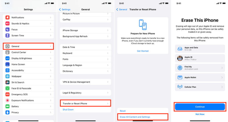 Borrar todos los contenidos y configuraciones