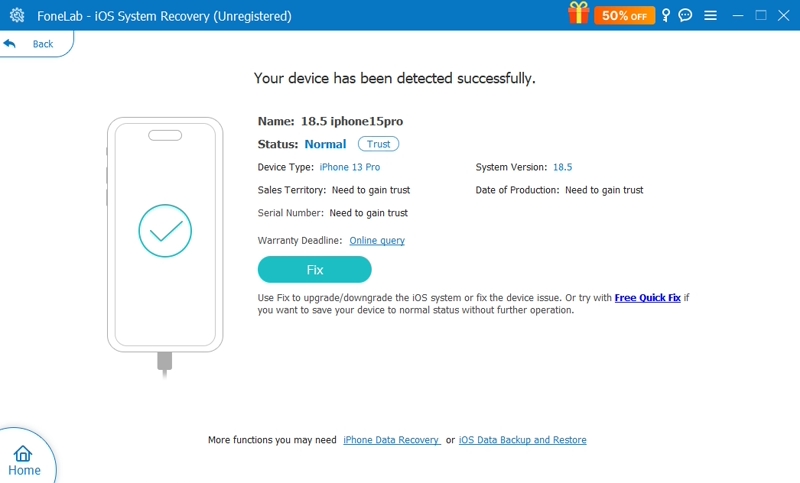 Confirmar información del dispositivo