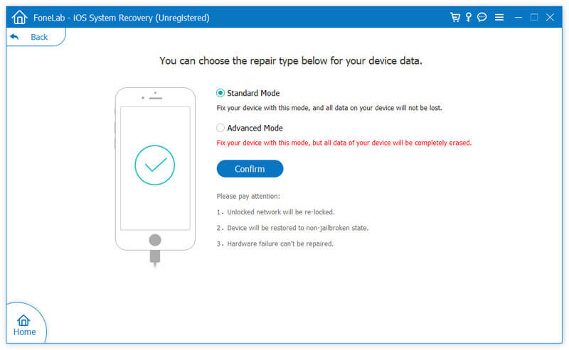 Reparación del sistema iOS