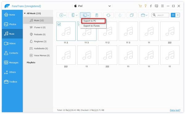 Exportar música a PC